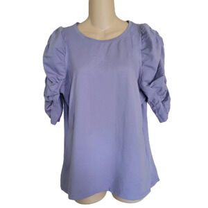 Worthington Purple Puff Sleeve Stretchy Blouse Top Size Women's Large